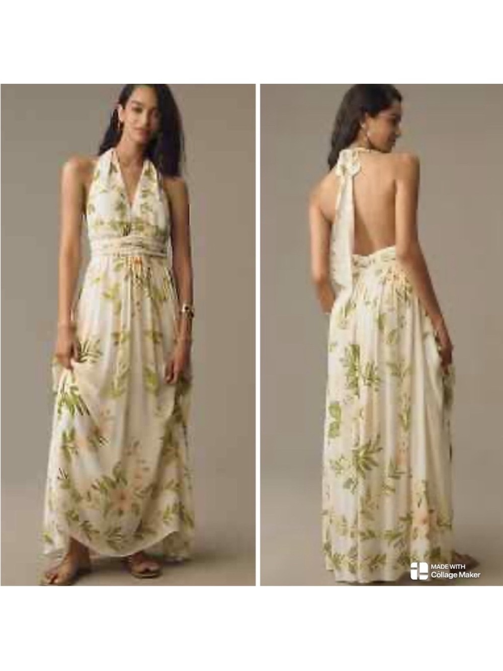 Anthropologie Farm Rio Floral Halter Maxi Dress size XL